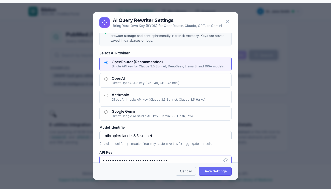 AI Query Rewriter Settings dialog